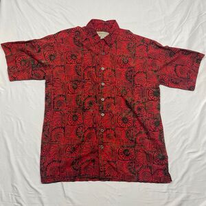 Johari West Men's XLT Collared Shirt Button Up Red Tribal Pattern Cotton
